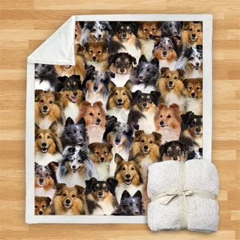 יהיה לך חבורה של כלבי-רועים שטלנד שמיכה 3D מודפס צמר השמיכה על המיטה בבית טקסטיל חלומית.