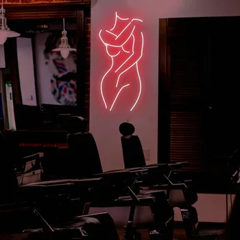 אמנות ניאון הגוף הנשי עקומות ניאון, אישה סקסית הגוף Led אור ניאון אמנות קיר סלון יופי סלון צורת גוף ספא שילוט