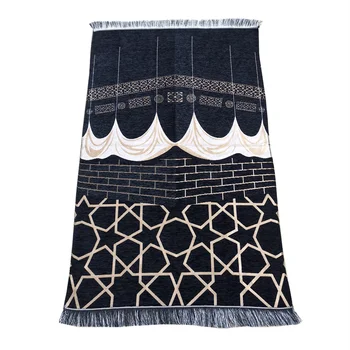 שחור בסגנון ארוגים תפילה מחצלות הסעודית מאדינה להתפלל השטיח אופנה האסלאמית Sejadah על האג ' י